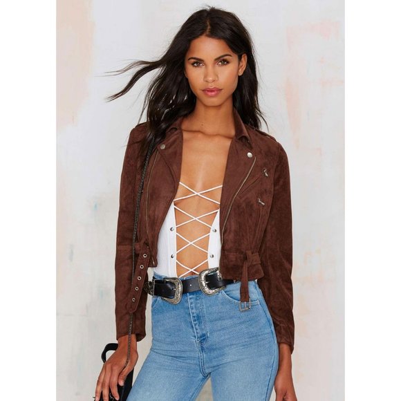 Lioness Janis Joplin Moto Jacket - Size Small - Brown Suede - Picture 1 of 6